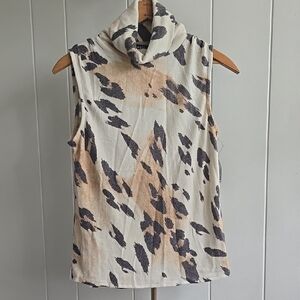 Express Women's Soft  Animal Print High Neck Sleeveless Blouse, Size S, NEW